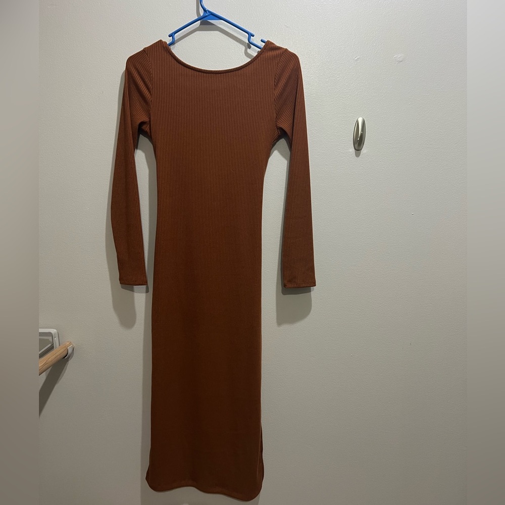 Astr Rich Brown Ribbed Knit Top